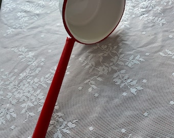 Vintage Enamelware Water Ladle Very good condition Red handle white bowl