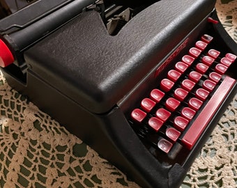 Vintage Happi-Time children's typewriter Black with red keys