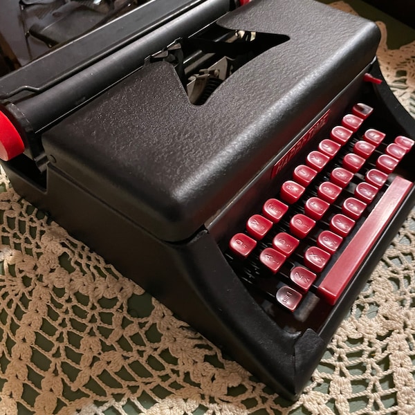 Vintage Happi-Time children's typewriter Black with red keys