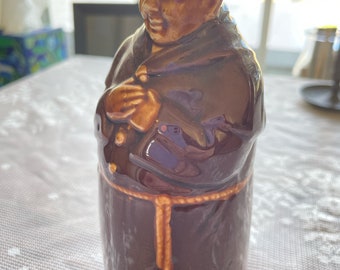 Vintage earth and wear terra-cotta TREACLE glaze CORTENDORF monk decanter drinking glass