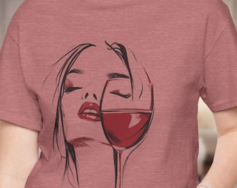Elegancka koszulka dla miłośników wina, koszulka z grafiką w kolorze wina dla kobiet, koszulka na wieczór panieński