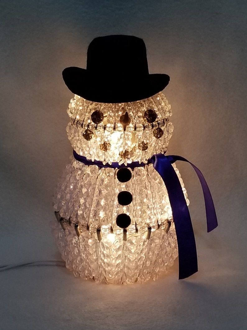 Bead and Safety Pin Lighted Snowman with Choice of Scarf Color | Etsy
