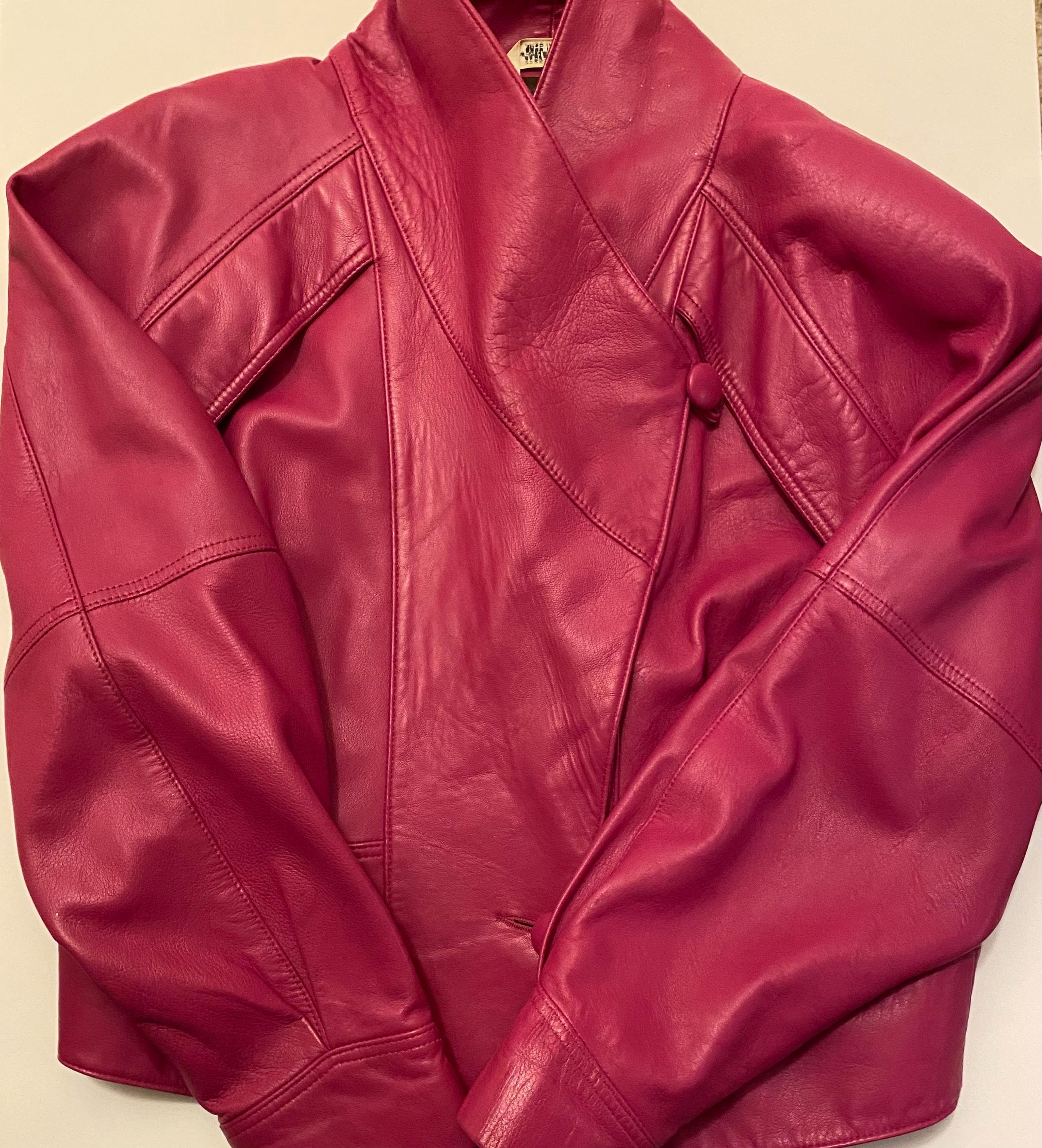 80s Cropped Leather Jacket - Etsy