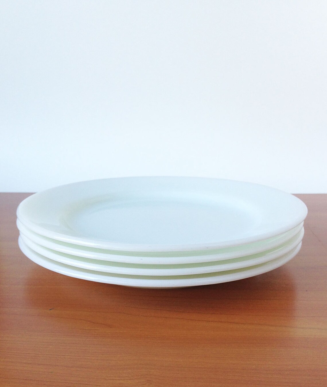 Vintage PYREX White Milk Glass Plates Set of Four Etsy
