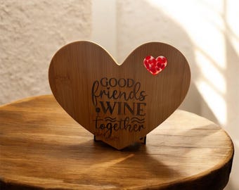 Bamboo Heart Shaped Charcuterie Cheese Board Set