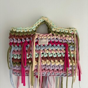 Crochet Bag 'LINE' • Crochet bag • Fringes • Colorful • Pastel