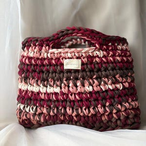 Crochet Bag 'LINE' • Crochet bag • Brown Bordeaux Rosé