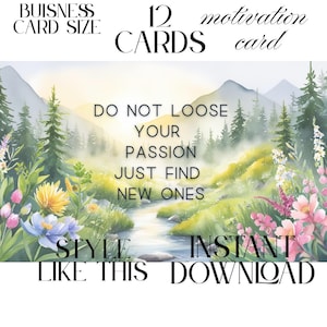 Motivational quotes. PDF, 12 cards | Printable Inspiration Cards for Boosting Motivation/business card size