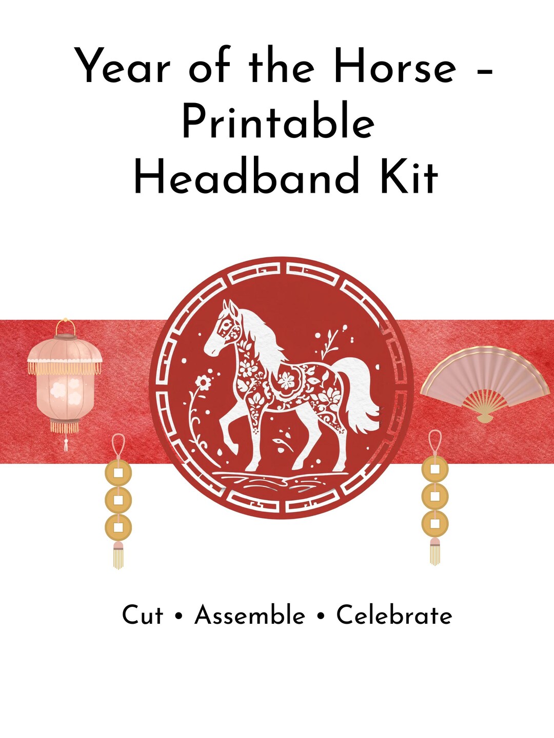 Year of the Horse Headband Kit, Printable Lunar New Year Craft for Kids ...