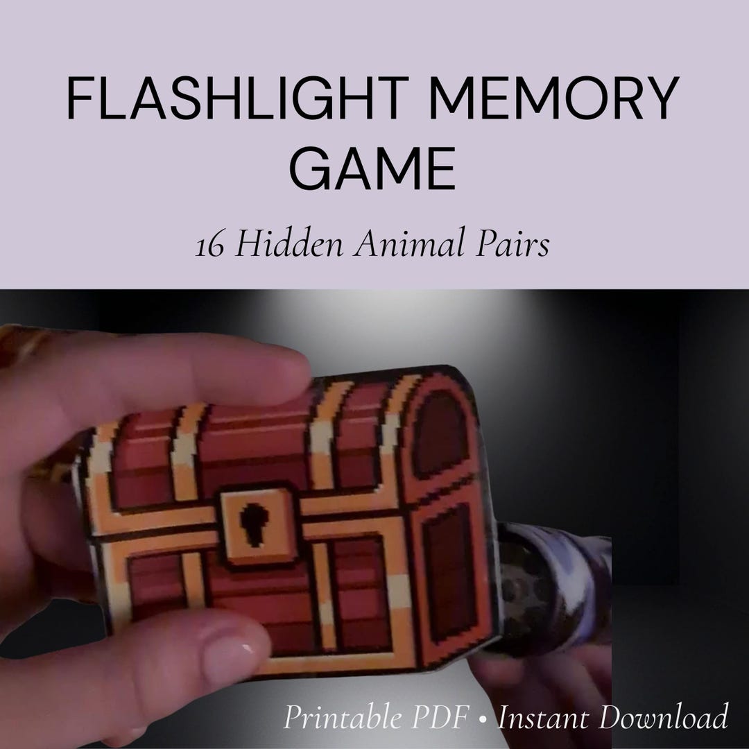 Flashlight Memory Craft Flashlight Animal Memory Game – Kids Night Activity, Indoor Fun (PDF ...