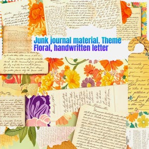 Cartas escritas a mano y florales – Kit de diario basura/38 piezas