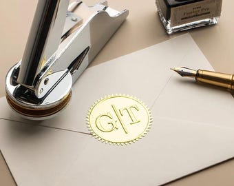 Personalized Wedding Embosser, Monogram Couple Name Wedding Seal, Custom Wedding Stamp for Stationery & Invitations, Unique Gift Idea Set