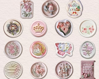 Wax Seal Stamp Stickers-Floral design, Wedding Wax Seal Stamp, Wedding Invitation, Wax Seals Stickers, Self-Adhesive Wax Seals,Antique Seals