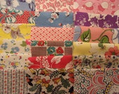 18 Assorted Vintage Feedsack Flour Sack Fabric All diff Assorted, Nice Colors, Quilts, Crafts, 5 by 5 Inches