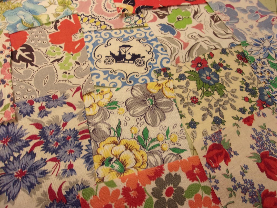 25 Pc Vintage Feedsack Fabric Scraps for Quilts, Crafts, Doll Clothes ...