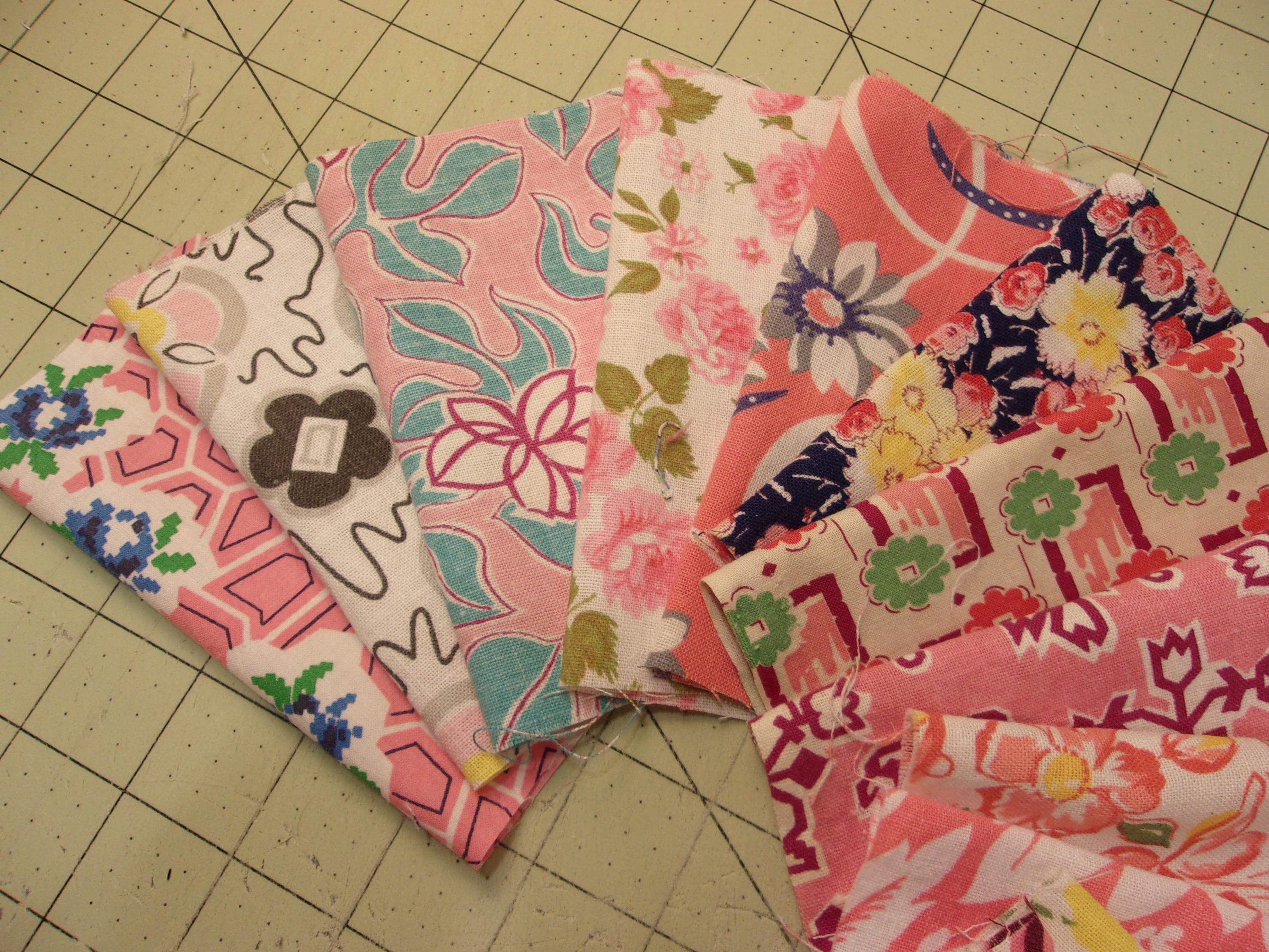 12 Piece Vintage Feedsack Fabric Quilters Dream All Diff Patterns ...