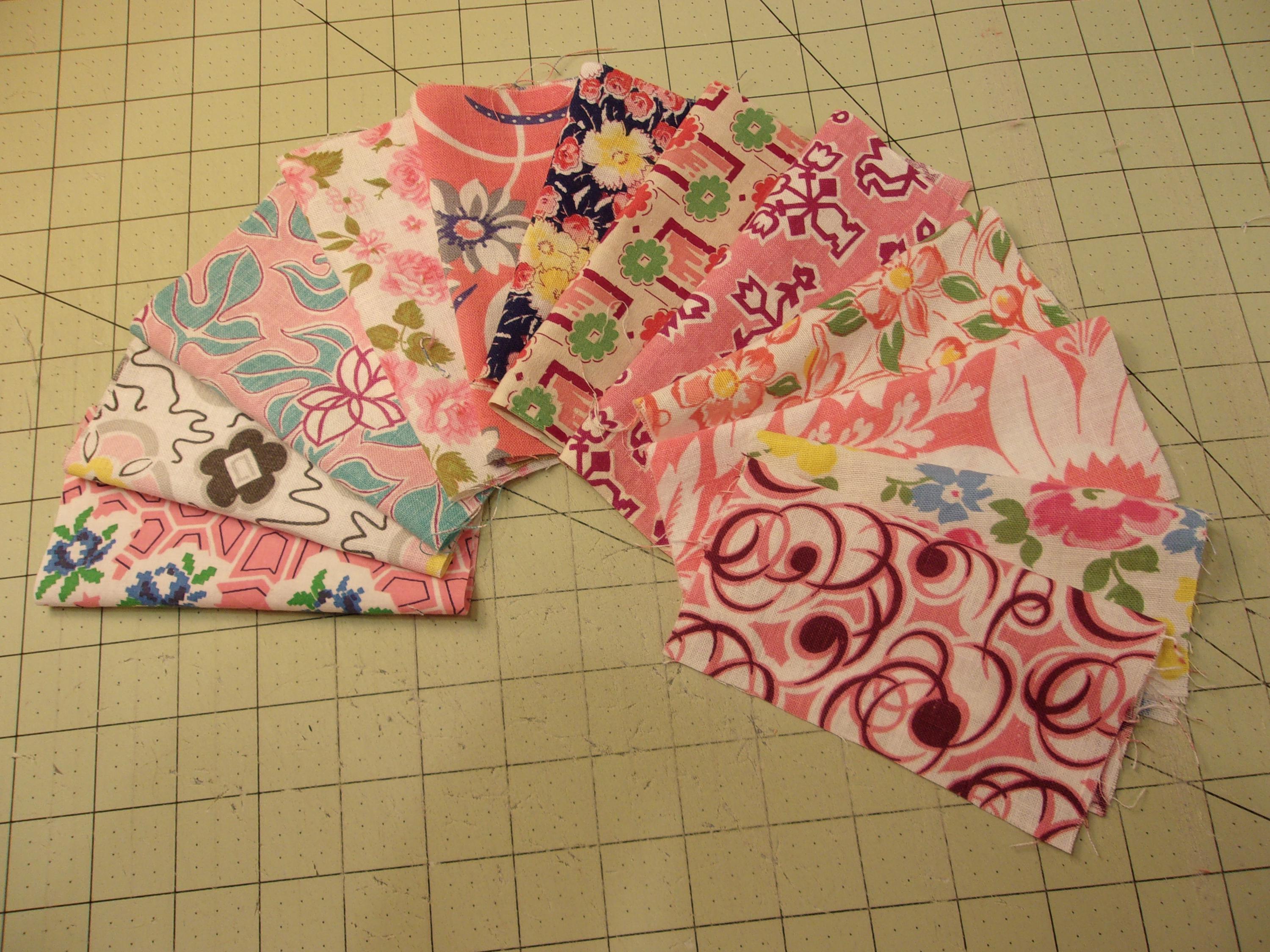 12 Piece Vintage Feedsack Fabric Quilters Dream All Diff Patterns ...