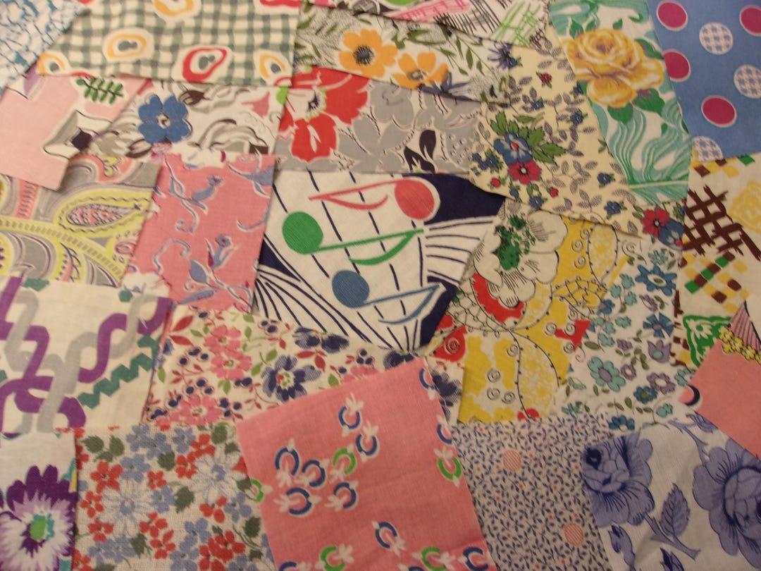 25 Pc Vintage Feedsack Fabric Scraps for Quilts, Crafts, Doll Clothes ...