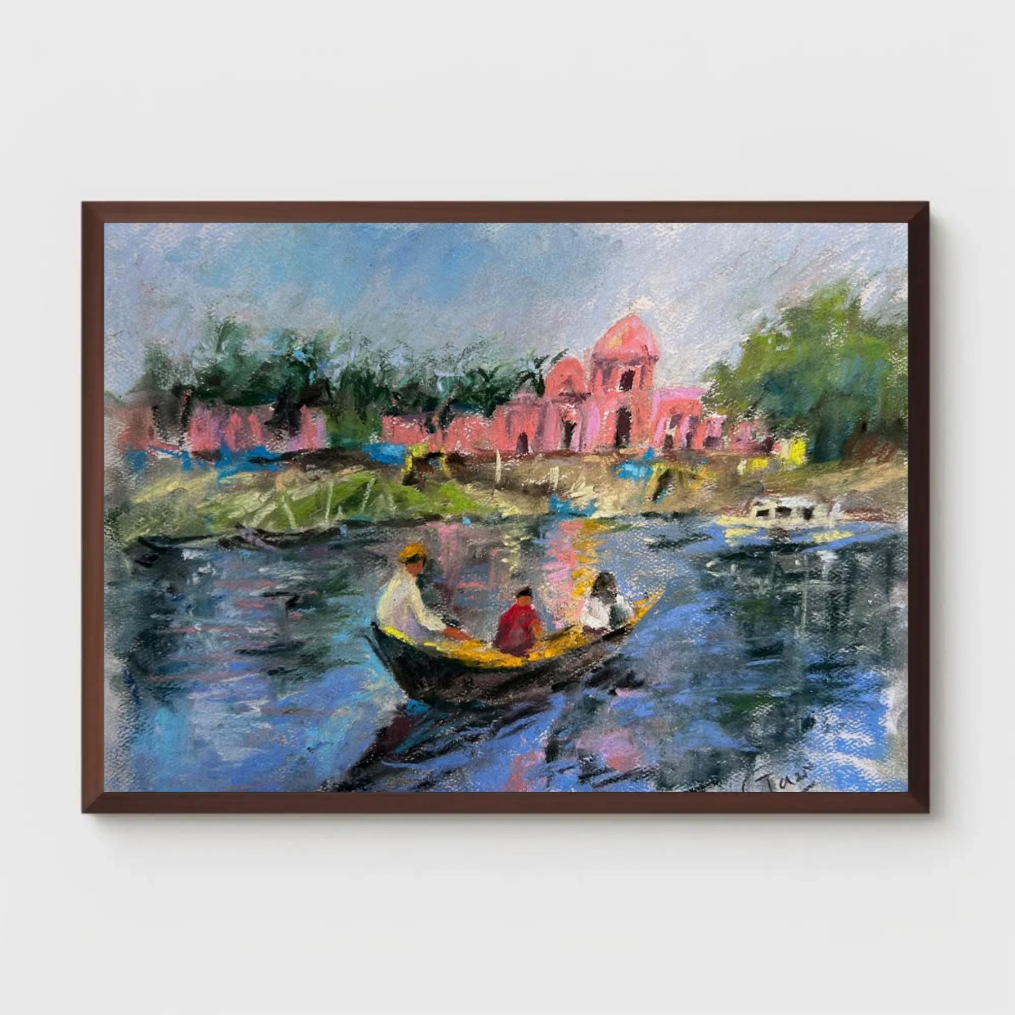 Ahsan Manzil Dhaka Print: Bangladesh River Scene, South Asian Heritage (Digital Download)