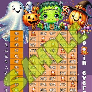 100 Glitter Halloween Bingo, 15 Line Bingo Board, Bingo, Pro. Bingo, Bingo Board, PYP Bingo, IER Bingo