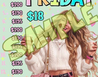 Finally Friday 15 line bingo board, Pro. board, Themed Bingo Boards, One price buy in
