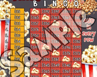 400 Movie Time Bingo, 15 line bingo board, PYP Bingo, Pro. board, Themed Bingo Boards, BNO boards, IER Board