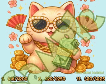 Lucky Cat 15 line bingo board, PYP Bingo, Pro. board, Bingo Boards, Bingo