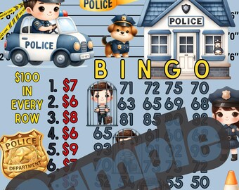 100 Polícia ier Bingo, 15 Linhas Bingo Board, Bingo, Pro. Bingo, Tabuleiro de Bingo Temático, PYP Bingo, IER Bingo