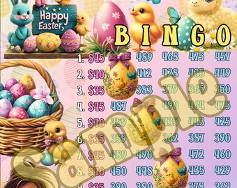500 Easter, 15 line bingo board, PYP Bingo, Pro. board, Themed Bingo Boards, BNO boards, IER Board