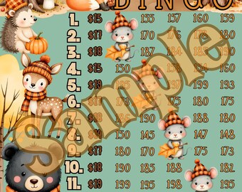 200 Fall Animals ier Bingo, 15 Line Bingo Board, Bingo, Pro. Bingo, Themed Bingo Boards, PYP Bingo, IER Bingo