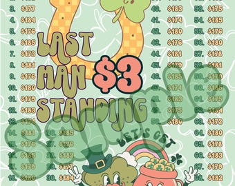 St. Patricks Last Man Standing Bingo Board, Pro. board, Themed Bingo Boards, Last Man Bingo, 75 balls