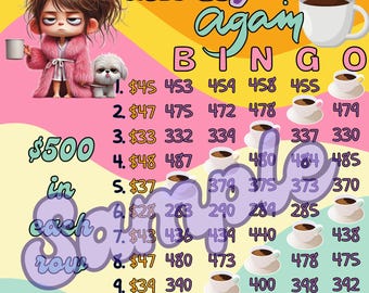 500 Monday Again, 15 line bingo board, PYP Bingo, Pro. board, Themed Bingo Boards, BNO boards, IER Board