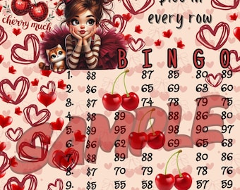 100 Cherry Much Bingo, Tabuleiro de Bingo de 15 Linhas, Bingo, Pro. Bingo, Tabuleiro de Bingo, Bingo PYP, Bingo IER