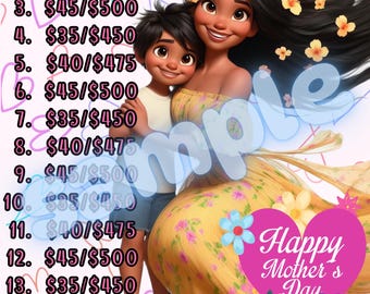 Mothers Day 15 line bingo board, PYP Bingo, Pro. board, Bingo, High Roller Bingo