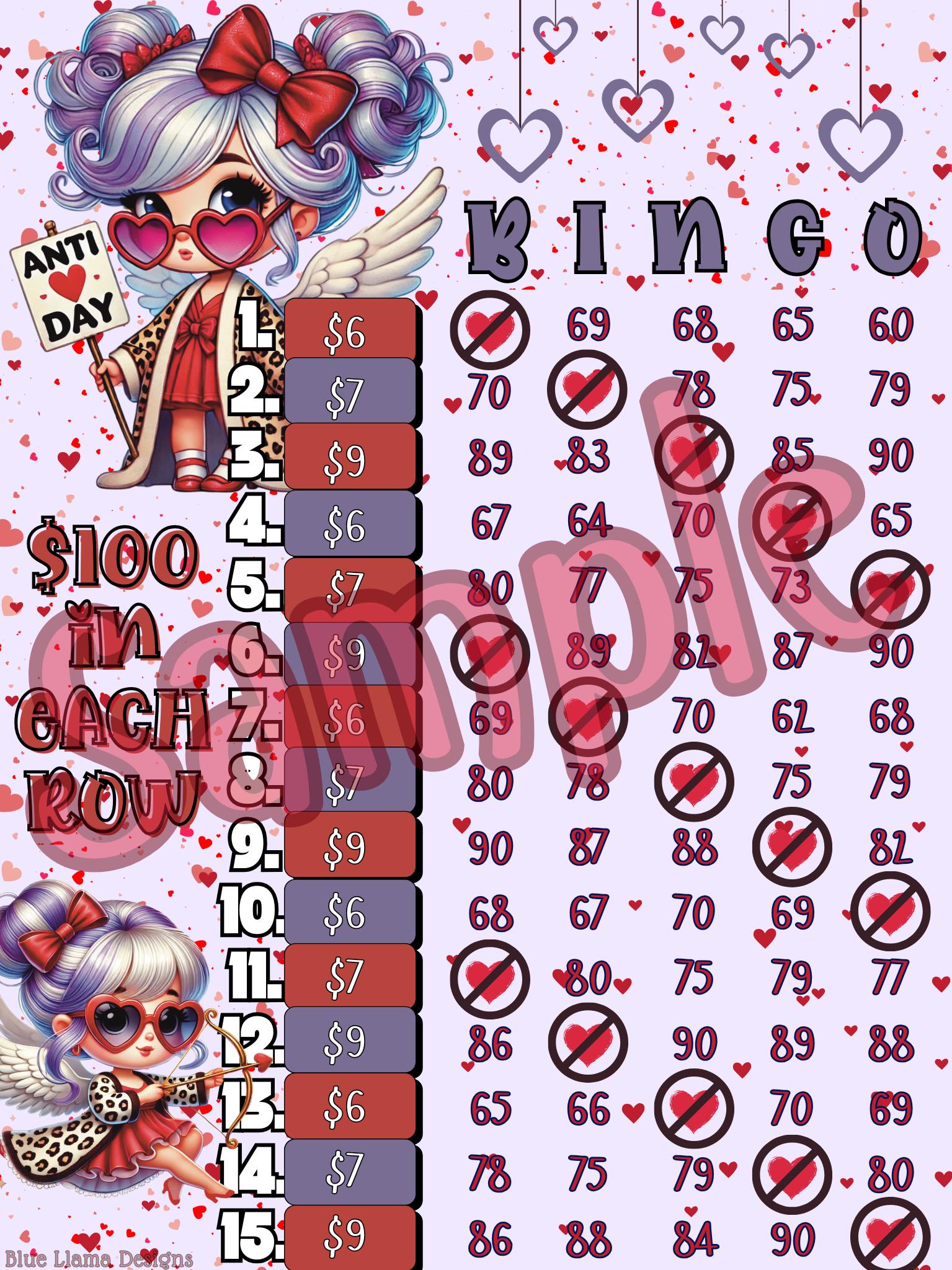 100 bingos anti-vday, tablero de bingo de 15 lĂneas, bingo, bingo profesional, tablero de bingo, bingo PYP, bingo IER