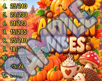Autumn vibes 15 line bingo board, PYP Bingo, Pro. board, Bingo, High Roller Bingo