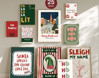 Conjunto de Impressões Artísticas de Natal: Pacote de Decoração Natalina Encantadora com 25 peças (Download Digital)
