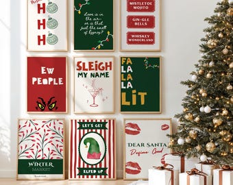 Ensemble d'impressions d'art de Noël : décoration d'intérieur des Fêtes fantaisiste (téléchargement numérique)