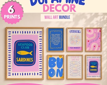 Láminas decorativas Funky Dopamine Kitchen / Set de 6 láminas Coastal Foodie (Descarga digital)