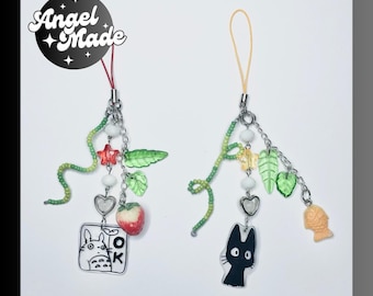 Ghibli Totoro / Kiki&#39;s Delivery Service Jiji Anime Keychain with Resin / Phone Charm