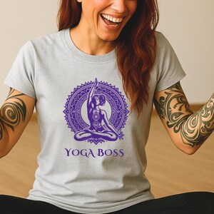 Yoga Boss Women&#39;s Fitted Tee, Yoga Clothes, Yoga Shirt, Yoga Class,