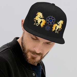 Golden Unicorn Trucker Hat: Fantasy Snapback Cap