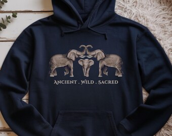 Elefant-Hoodie-Sweatshirt alte wilde heilige | Ästhetisches Wildtier-Pullover | Spirituelle Elefanten-Grafik