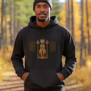 Ägyptische Katze Hoodie, altes Ägypten Sweatshirt, Gildan 18500, Katzenliebhaber Geschenk, spirituelle Kleidung, New Age Mode, Hieroglyphen, Ägyptologe Bild 7