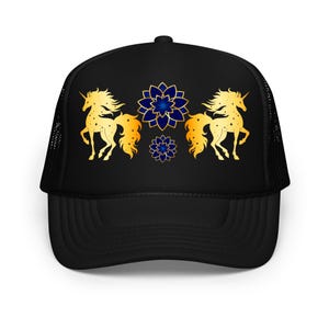 Unicorn Trucker Hat: Golden Mandala, Boho Design