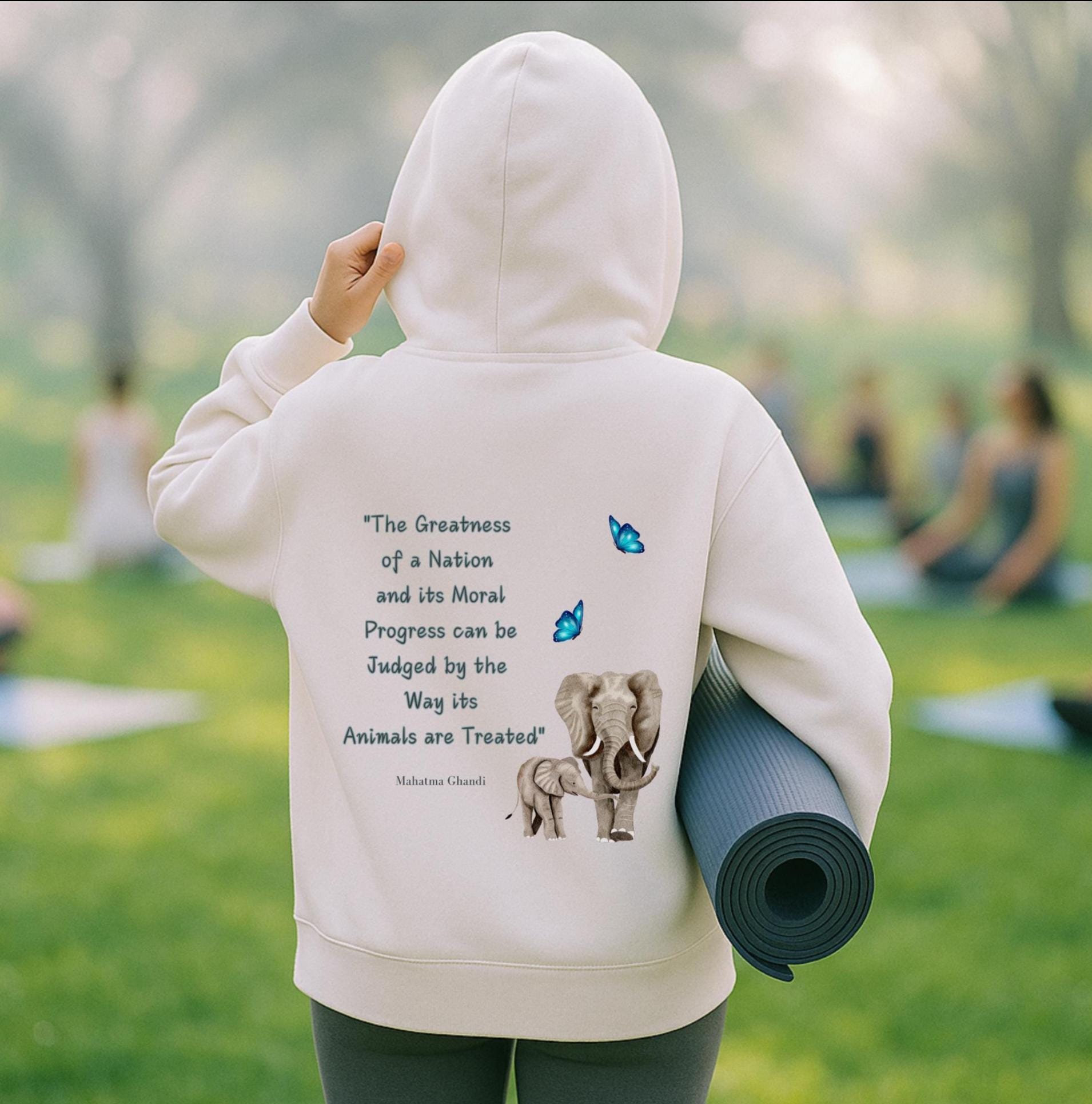 Gandhi Quote Elephant Hoodie: Animal Welfare Activist Gift