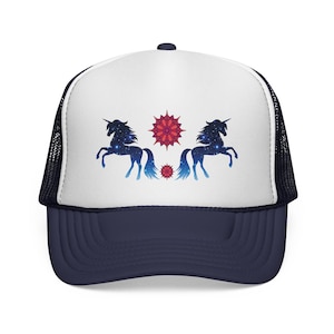 Midnight Unicorn Trucker Hat: Boho Festival Style Cap