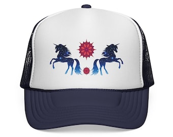 Midnight Unicorn Trucker Hat: Boho Festival Style Cap