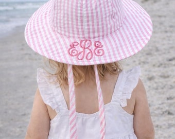 Infant and Toddler Seersucker Monogrammed Beach Hat