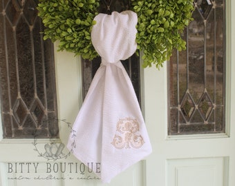 Monogrammed Boxwood Wreath Sash